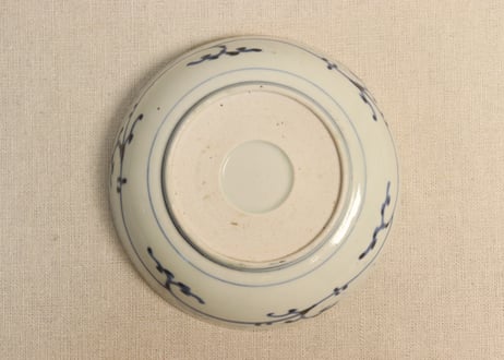 江戸後期染付籠目と竹図なます皿