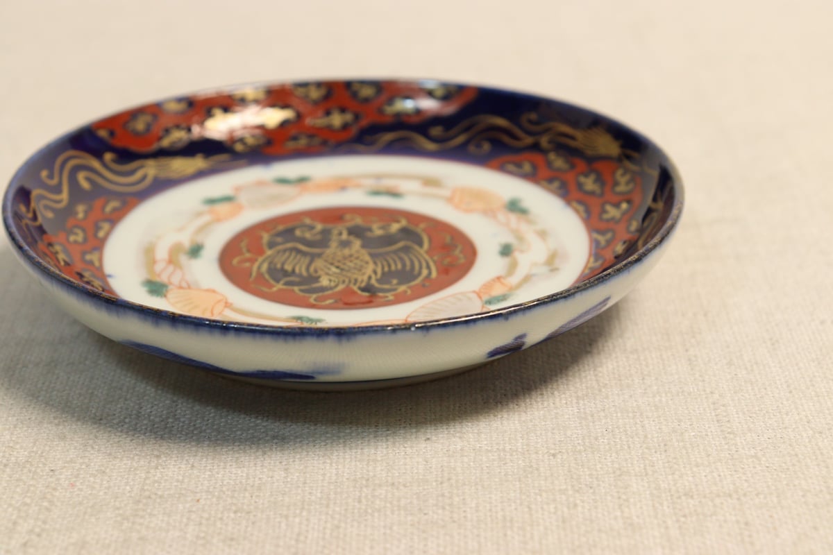 明治～大正時代　蔵春亭久富製磁所　色絵花鳥文貝合皿　5枚　古器を楽しむ 明治前期色絵龍と貝尽くし図小皿②少甘手 | 吉祥寺PukuPuku