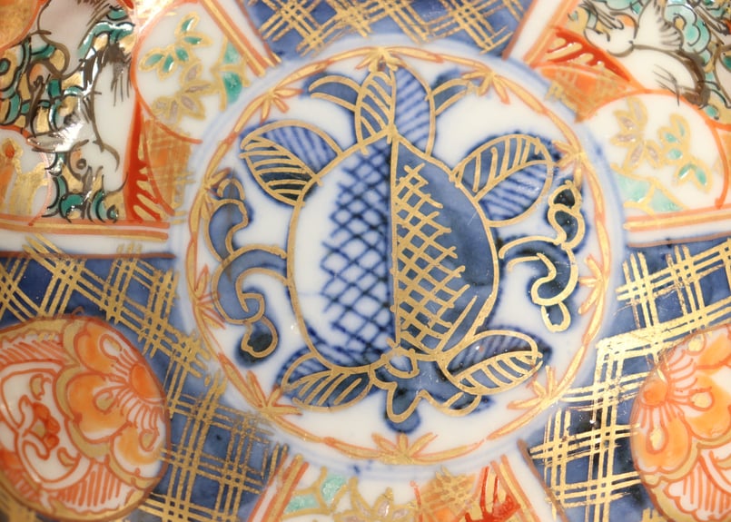 明治前期色絵桃と鶴図通り物小皿② 少甘手 | 吉祥寺PukuPuku