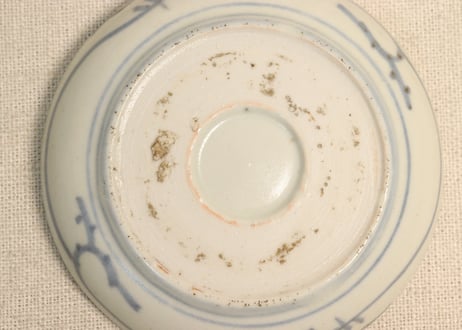 江戸後期青磁縁染付山水図小皿①濃いめ