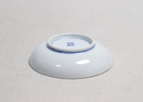 明治後期～大正染付鶴と若松図豆皿