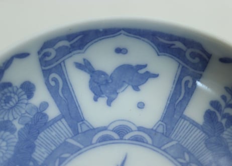 明治後期~大正銅判船と兎図小皿