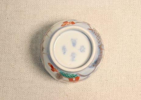 明治前期色絵山水と鶴図小向付