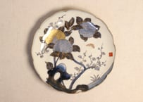 明治前期金彩紫陽花図8寸皿