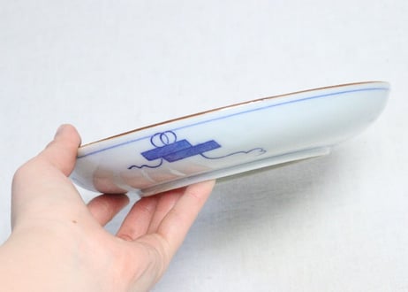明治後期～大正銅判山水と幾何学文6寸皿
