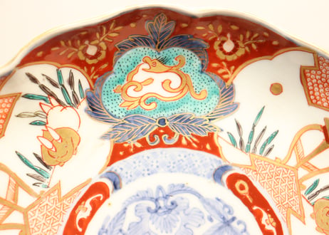 明治前期色絵兎図通り物7寸皿①