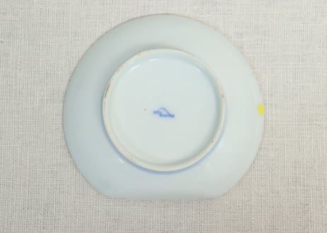 大正～昭和戦前深川製赤絵金彩南天図半月型小皿②ノミホツ