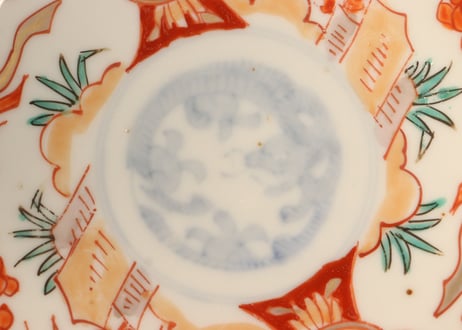 明治前期色絵梅に鶯図小皿