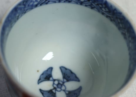 江戸後期色絵水仙と桜図向付 5客組