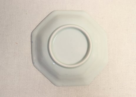 江戸後期染付水仙図八角なます皿②濃いめ　少甘手,フリモノ,ややかたつき