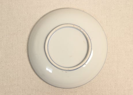 明治後期～大正色絵プリント松竹梅菊図小皿