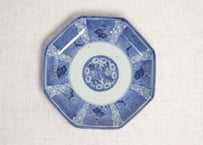 江戸後期染付松竹梅図八角皿① フリモノ