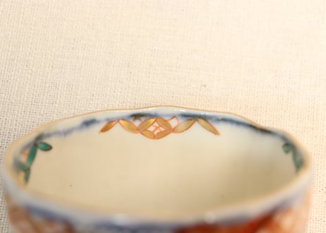 明治前期色絵松竹梅と鳥図向付