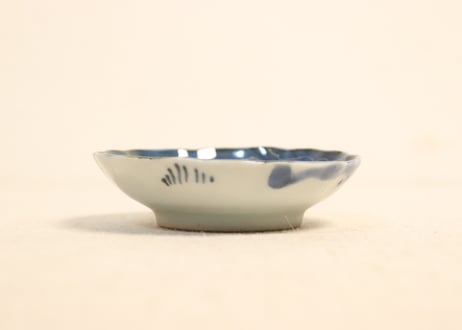 江戸幕末染付巻物図豆皿