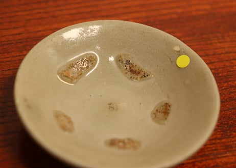 江戸幕末灰釉豆皿　5客組　窯傷込