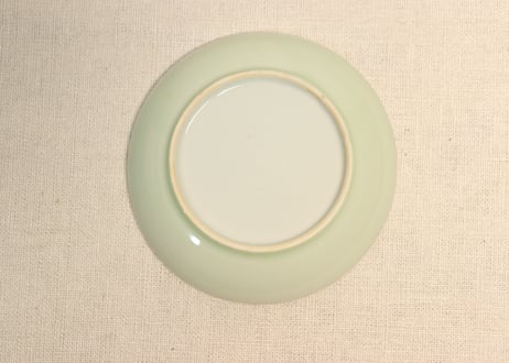 明治前期青磁紙刷草花図小皿