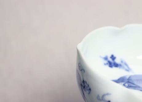 明治後期～大正染付人物図三弁小鉢