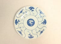 江戸後期染付なずな文図6寸皿