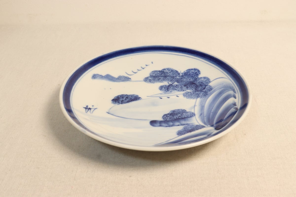 レトロ　山水画　皿 大正～昭和戦前染付山水図8寸皿 | 吉祥寺PukuPuku
