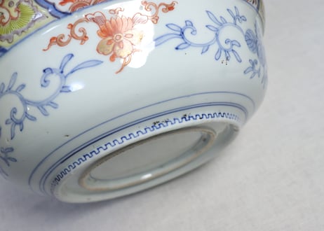 明治前期色絵七賢人と菊図９寸鉢　小ニュウ
