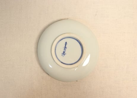 明治後期～大正染付桃と花図桃型皿① 濃いめ