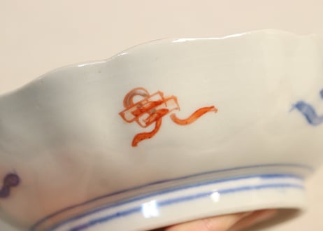 明治前期色絵鶴亀図なます皿②薄め