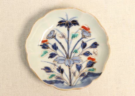 江戸後期色絵草花図小皿 5客組