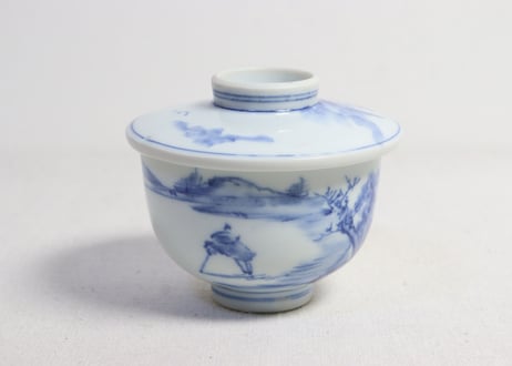 明治後期～大正染付筏人物図つぼ碗