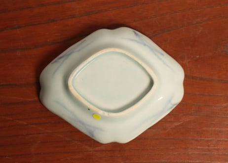 江戸中期紙刷古印判菊図菱柄小皿　小ホツ②