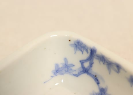 明治後期～大正染付鷺図角小鉢