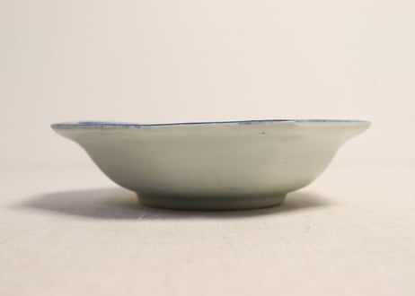 江戸後期染付水仙図八角なます皿②濃いめ　少甘手,フリモノ,ややかたつき