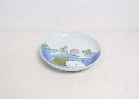明治後期～大正銅判蛤図5寸皿①かたつき