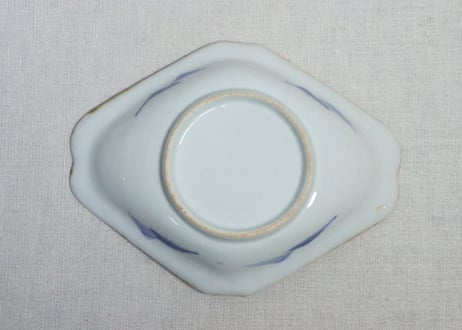 明治前期金彩染付鳥居と杉図菱型皿 ノミホツ