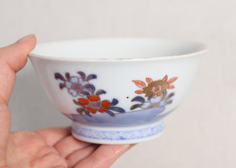 明治前期色絵三方桜図蓋茶碗