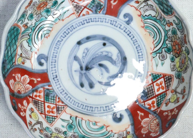 骨董明治前期色絵松竹梅と菊図八角小皿4寸バラ売り可◎