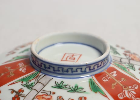 明治前期色絵三方に竹梅図通り物蒸茶碗
