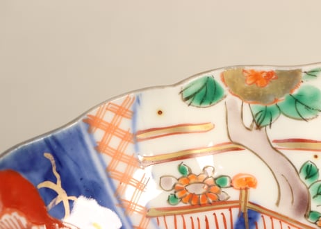 明治前期色絵四方に花図なます皿