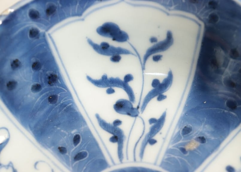 江戸後期染付寿と五方草花図なます皿 | 吉祥寺PukuPuku