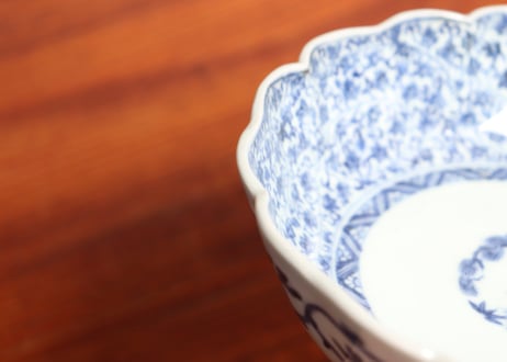 江戸中期染付萩唐草図なます皿①