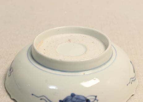 江戸後期染付鳥と花図なます皿