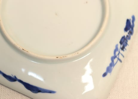 江戸後期染付船上人物図角皿①