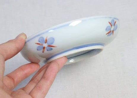 明治前期色絵三方に魚図小皿➁　薄め