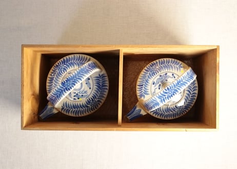 明治前期染付鳳凰図銚子 共箱付き,2ｐセット/ニュウ,蓋小ホツ複数