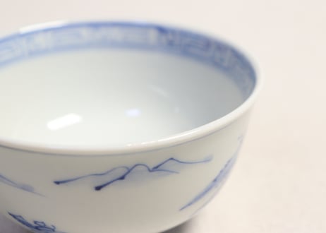 明治後期~大正染付山水図蓋茶碗①