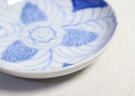 大正～昭和戦前ゴム判三方に芭蕉図小皿