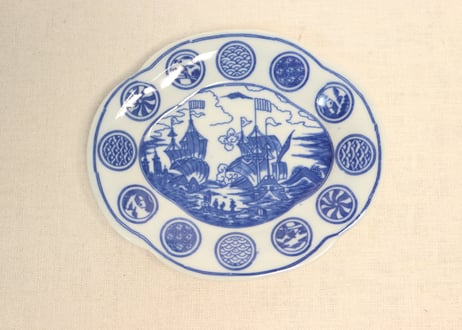 印判 変形八角皿 角皿 変形皿 明治 大正 鶴 松 波 龍 宝 印判 変形八角皿 角皿 変形皿 明治 大正 鶴 松 波 龍 宝 - メルカリ