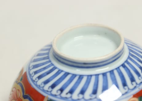 明治前期色絵柳に鮎図蓋茶碗②フリモノ,ひっつき