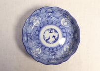 江戸幕末線描き花図なます皿①　ふくれ