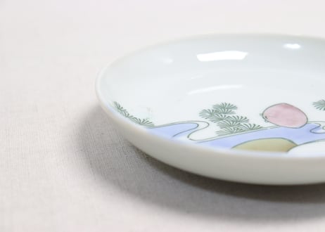 明治後期～大正銅判蛤図5寸皿②高台窯傷