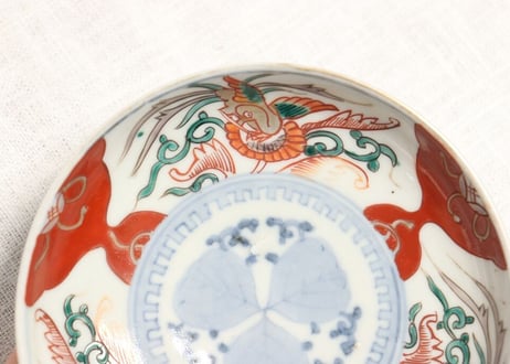 明治前期色絵鳳凰図小皿 窯傷